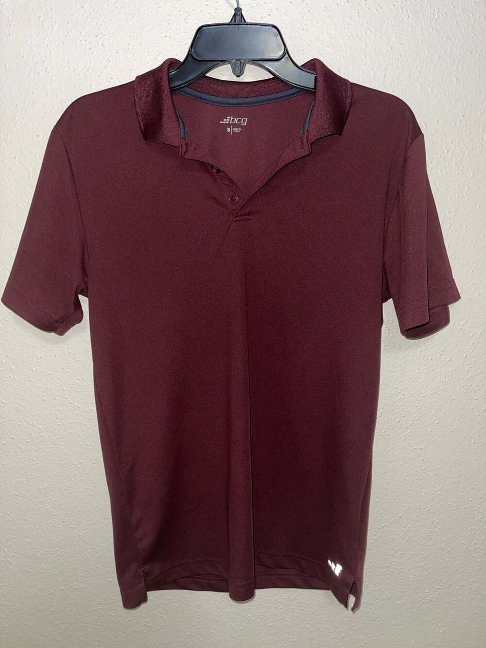 bcg Men's Short Sleeve Performance Polo Shirt - Small - Lush Burgundy